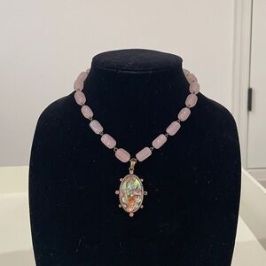 Rose quartz Aboline shell pink necklace
